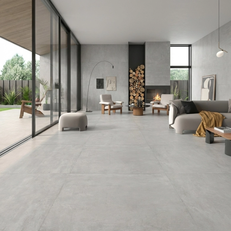 Carrelage sol effet béton Arès gris perle 60,8x60,8 cm