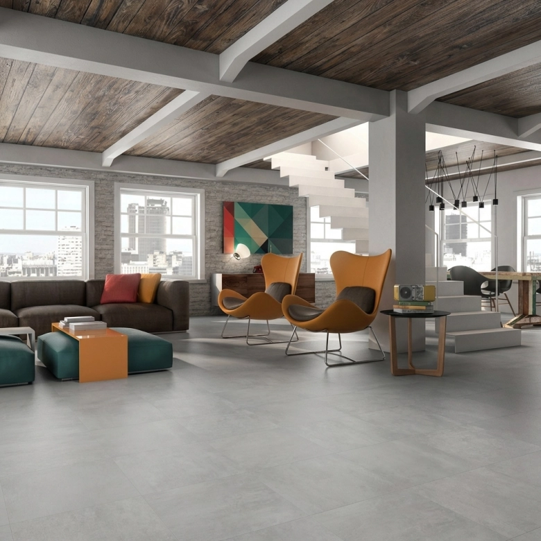 Carrelage sol effet béton Arès gris perle 75x75 cm