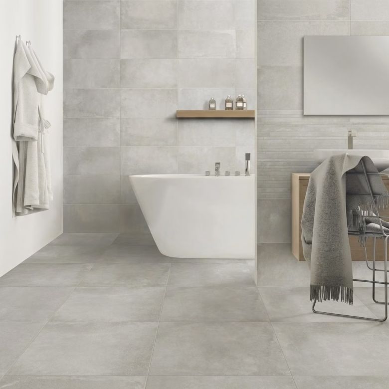 Carrelage sol effet béton Black moon lime 90x90 cm