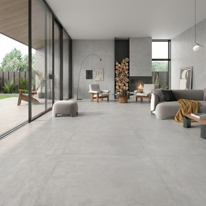 Carrelage sol effet béton Arès gris perle60x120 cm