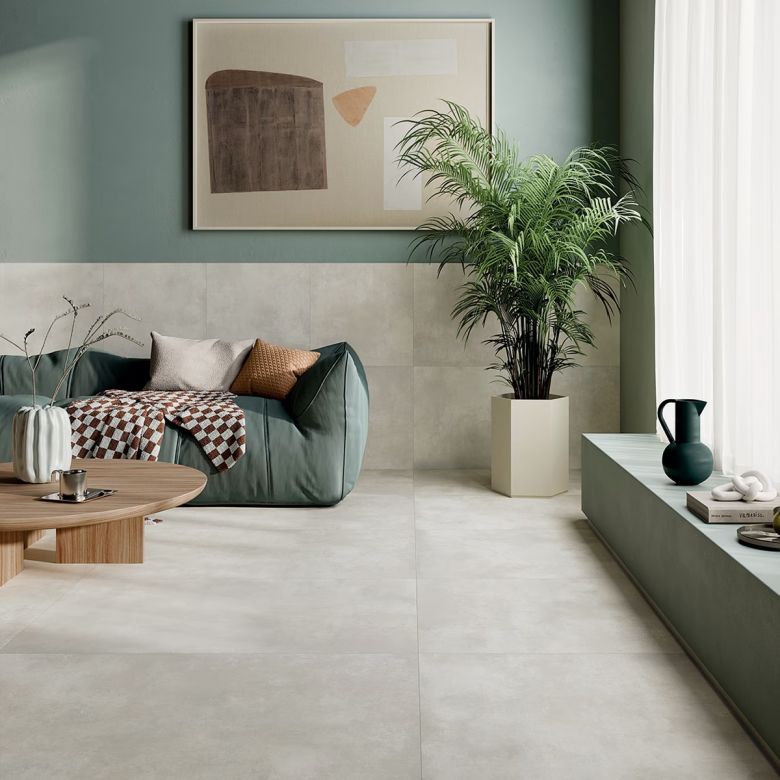 Carrelage sol effet béton Inédit grège 120x120 cm