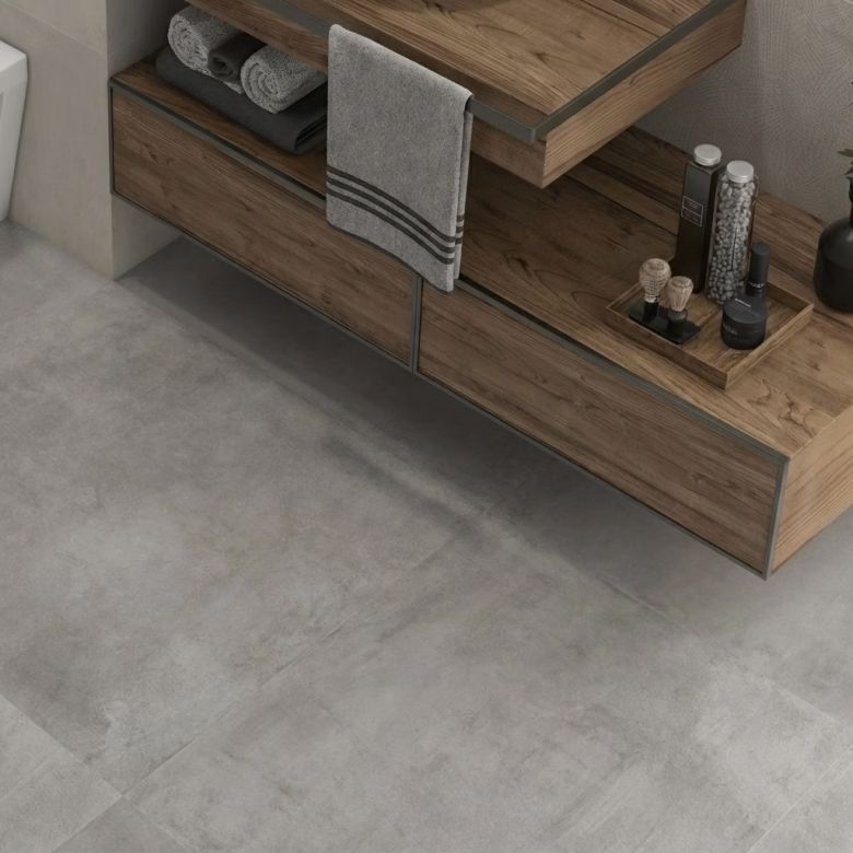 Carrelage sol effet béton Ginza gris cendré 80,2x80,2 cm