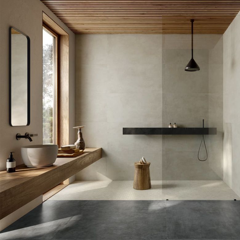 Carrelage sol effet béton Ginza noir fumé 30x60,4 cm