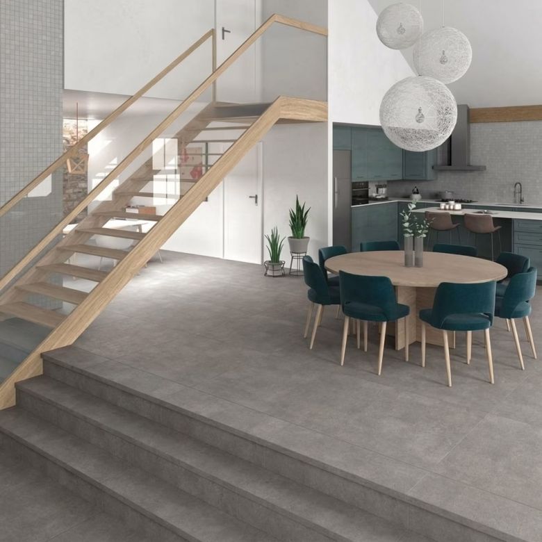 Carrelage sol effet Béton graphito 98,5x98,5 cm