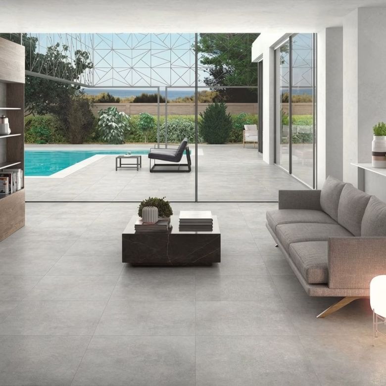 Carrelage sol effet Béton gris 98,5x98,5 cm