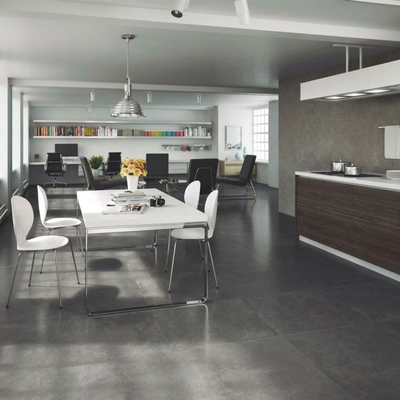 Carrelage sol effet béton Design anthracite 7575 cm