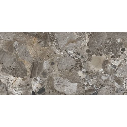 Carrelage sol et mur poli effet pierre Pyrite anthracite 60x120 cm