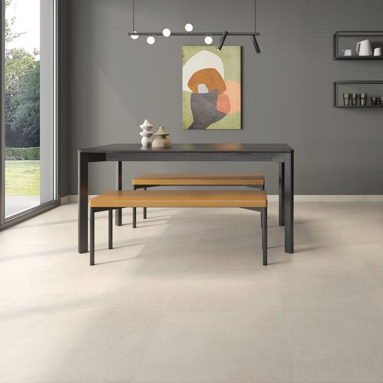 Carrelage sol effet pierre Link crème 90x90 cm