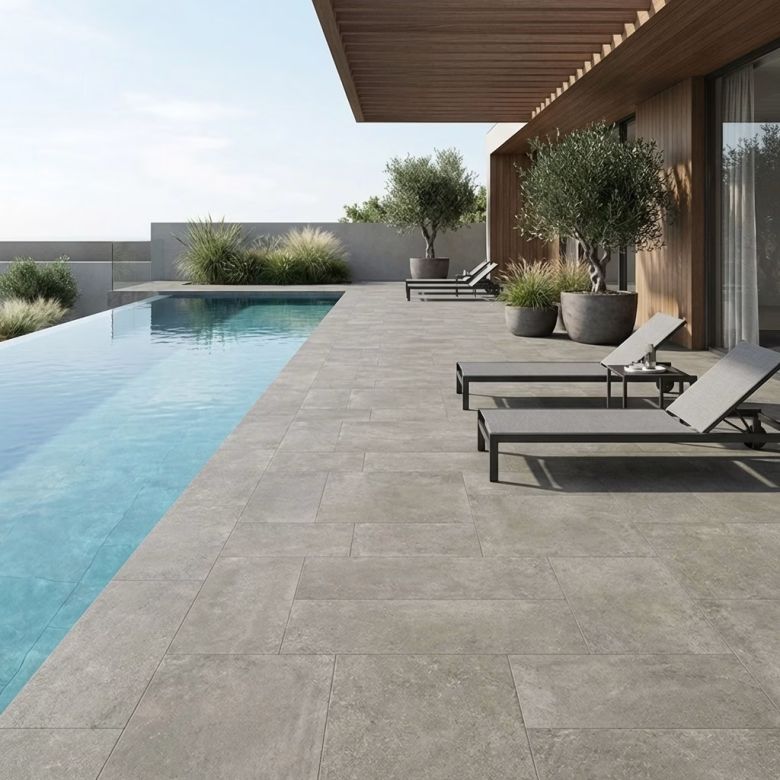 Carrelage sol extérieur effet pierre Dolomie terre R11 60120 cm