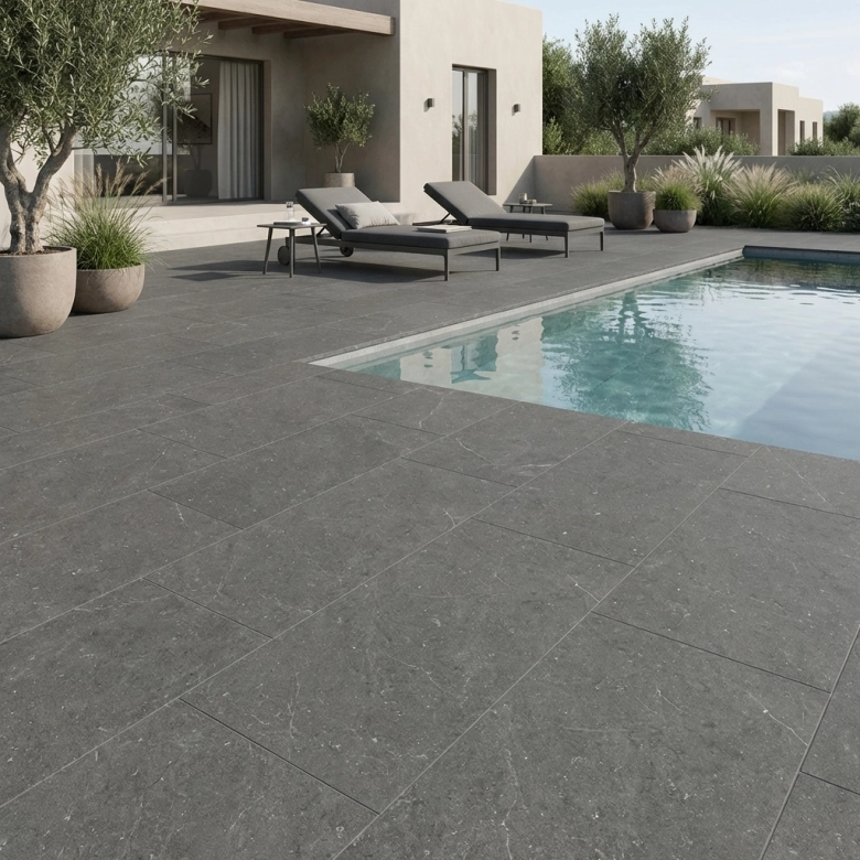 Carrelage sol extérieur effet pierre Suwon anthracite R11 60x120cm
