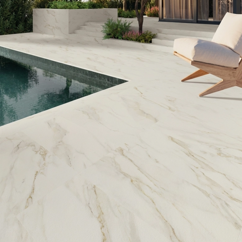 Carrelage sol extérieur effet pierre Lumina marbreR10 60x120 cm