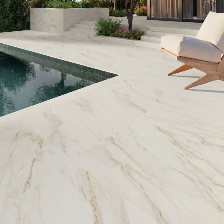 Carrelage sol extérieur effet pierre Lumina marbreR10 60x60 cm