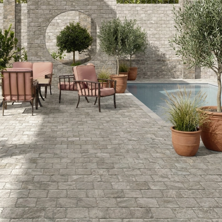 Carrelage sol extérieur effet pierre Jura gris R11 44x66 cm