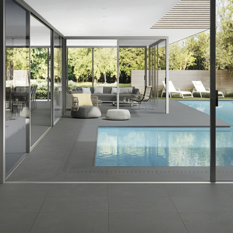 Carrelage sol extérieur effet pierre Roma grigio R11 80x80 cm