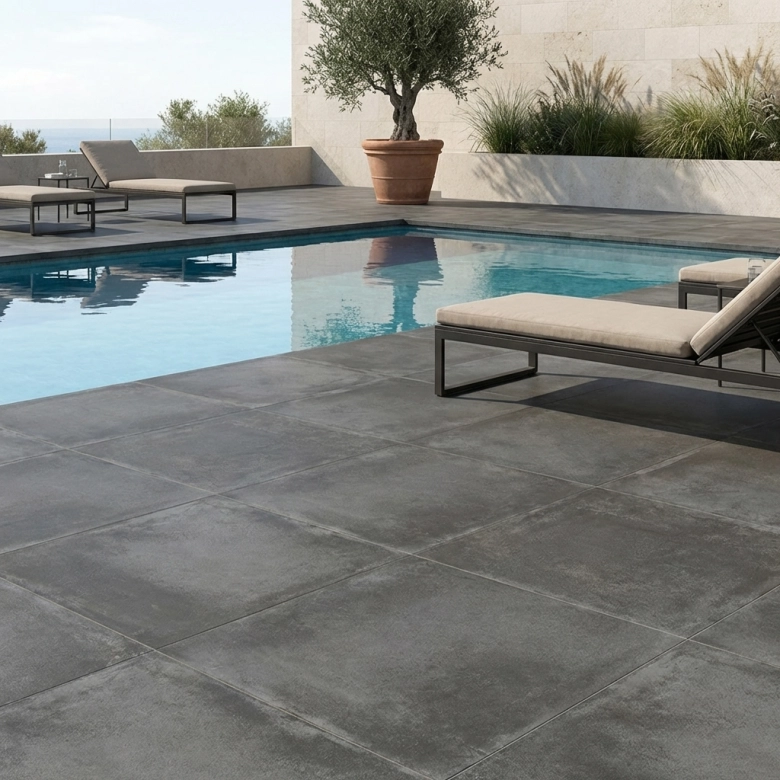 Carrelage sol extérieur moderne Boston graphito R10 45x45 cm