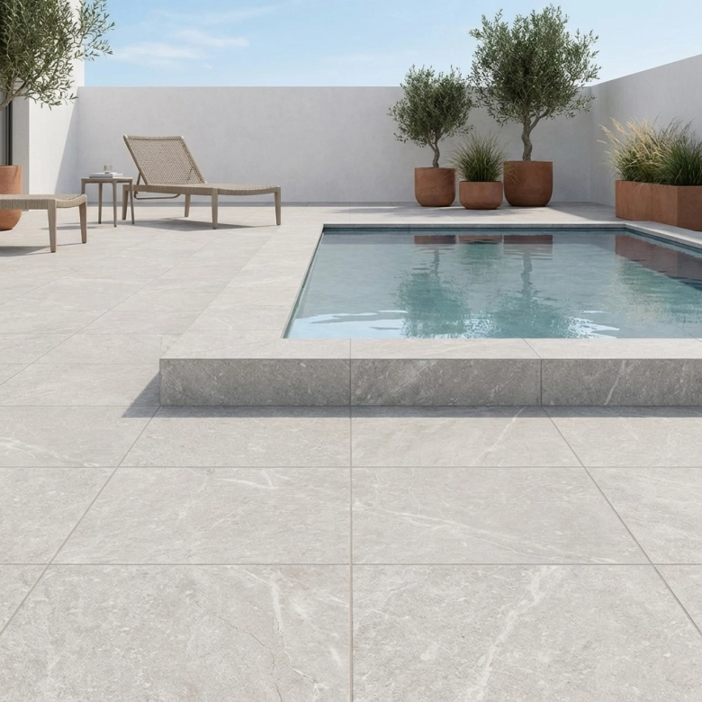 Carrelage sol extérieur moderne Palerme gris clair R10 30x60 cm