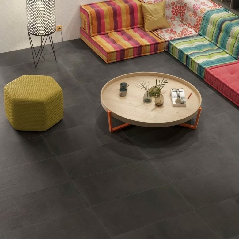 Carrelage sol moderne Prisme Graphite 90x90 cm