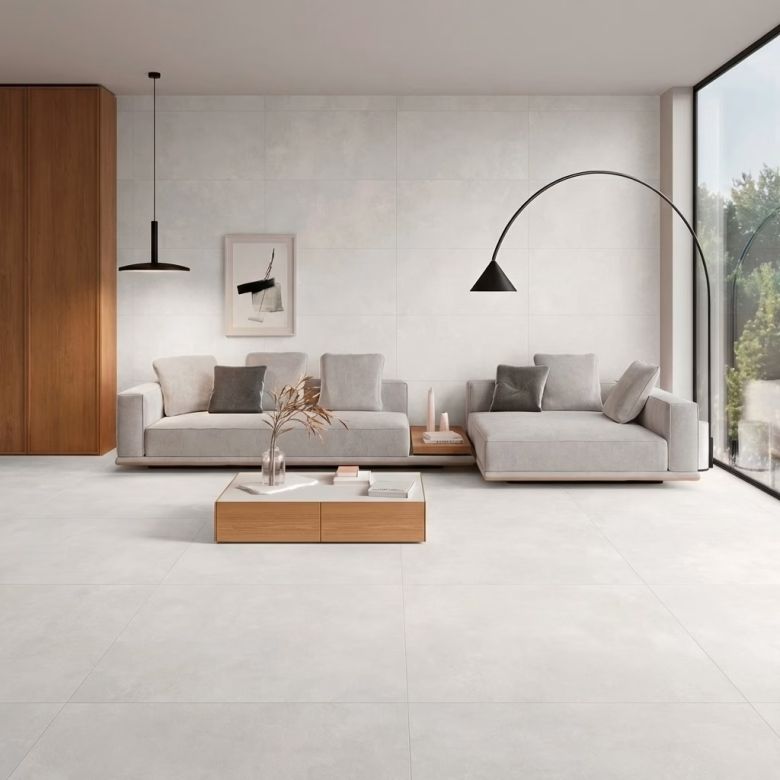 Carrelage sol moderne Rotterdam blanc grisé 45x45 cm