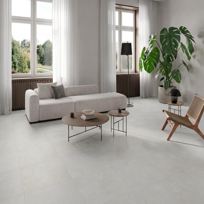 Carrelage sol moderne Rotterdam blanc grisé 60x60 cm