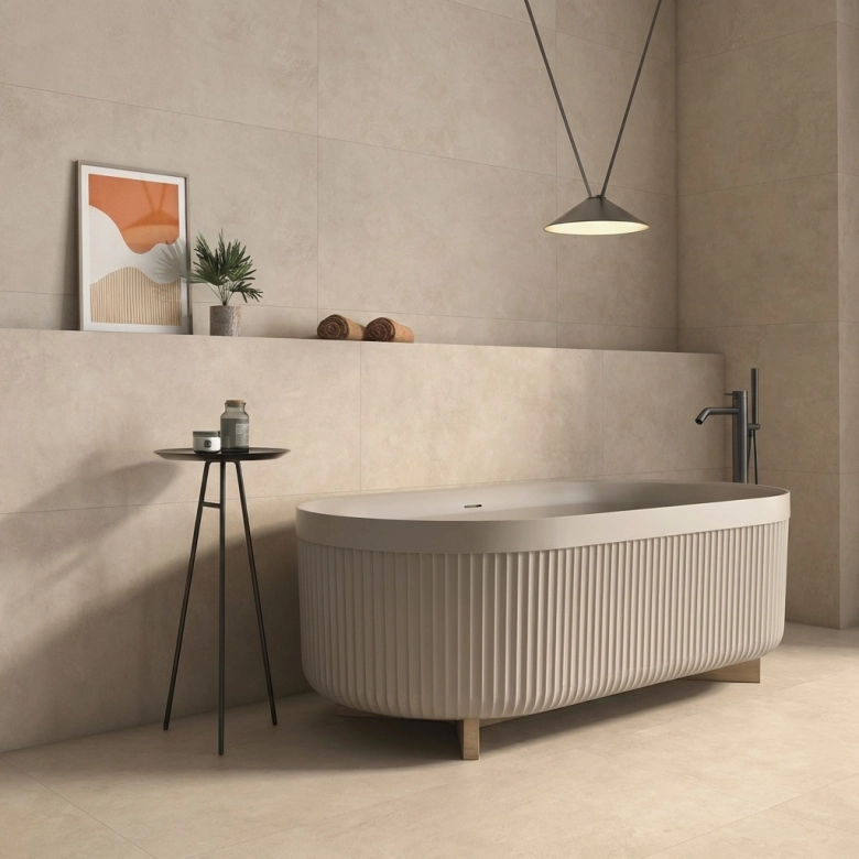 Carrelage sol moderne Nikkō taupe 60x60 cm