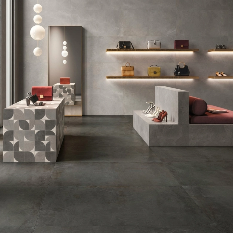 Carrelage sol moderne Vertige black 60x60 cm