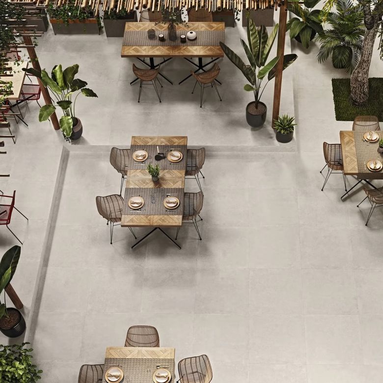 Carrelage sol effet pierre Manly Blanc grisé 90x90 cm