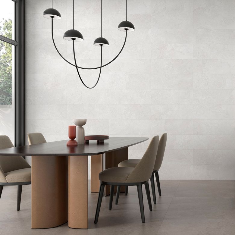 Carrelage mur Ancolie blanc grisé 33,3x100 cm