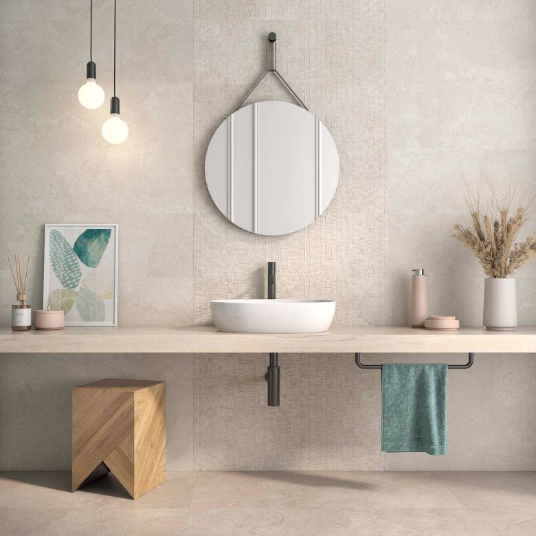 Carrelage mur Ancolie sable 33,3x100 cm