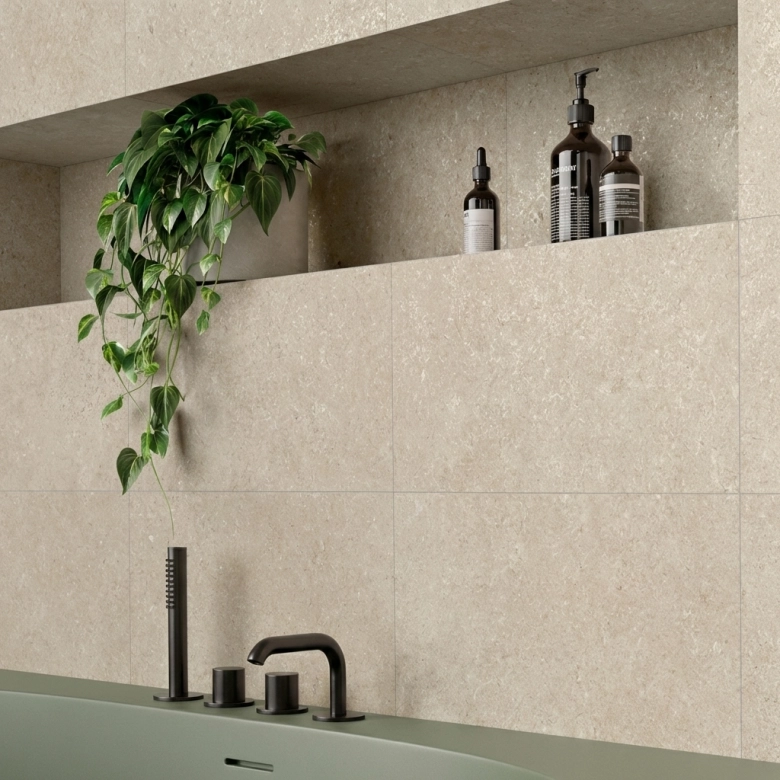 Carrelage sol effet pierre Milos beige 30x60 cm