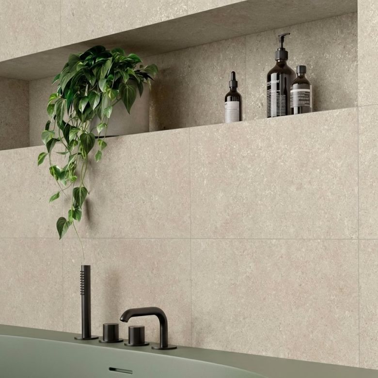 Carrelage sol effet pierre Milos beige60x120 cm