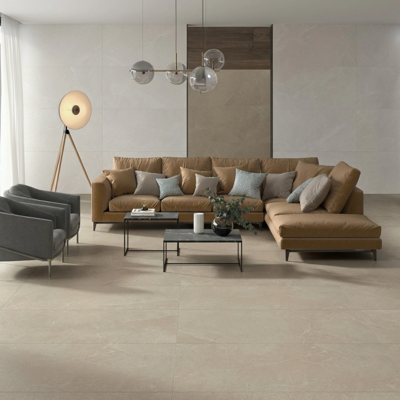 Carrelage sol effet pierre perle white 60x60 cm