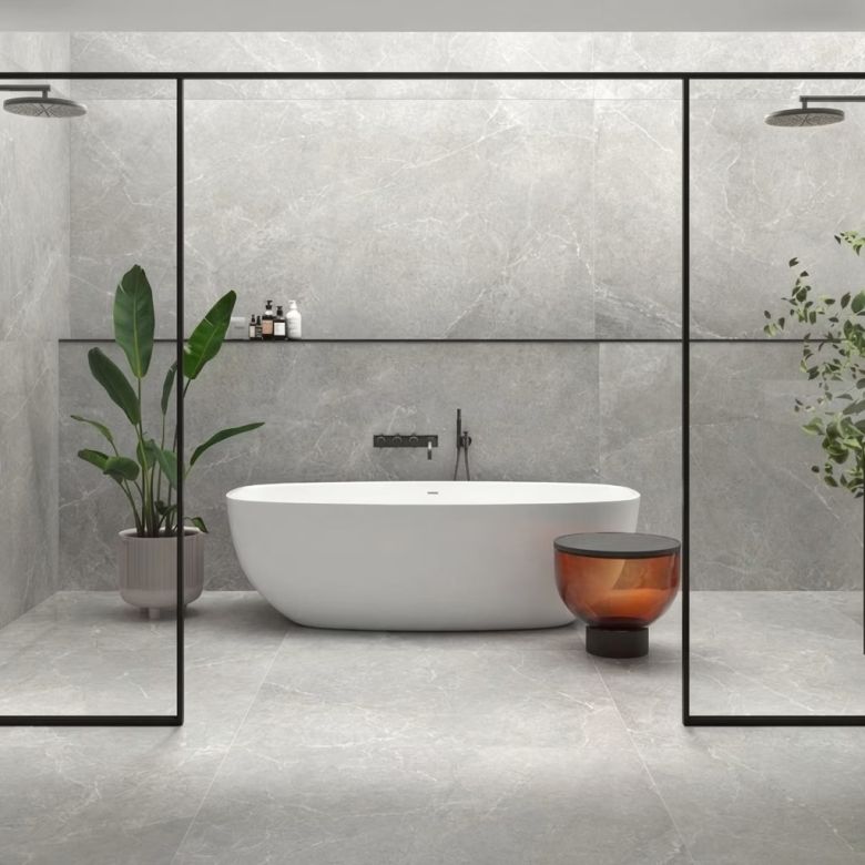 Carrelage sol effet pierre perle grey 75x150 cm