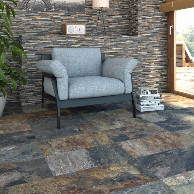 Carrelage sol effet pierre Thebes Natural 32x62,5 cm