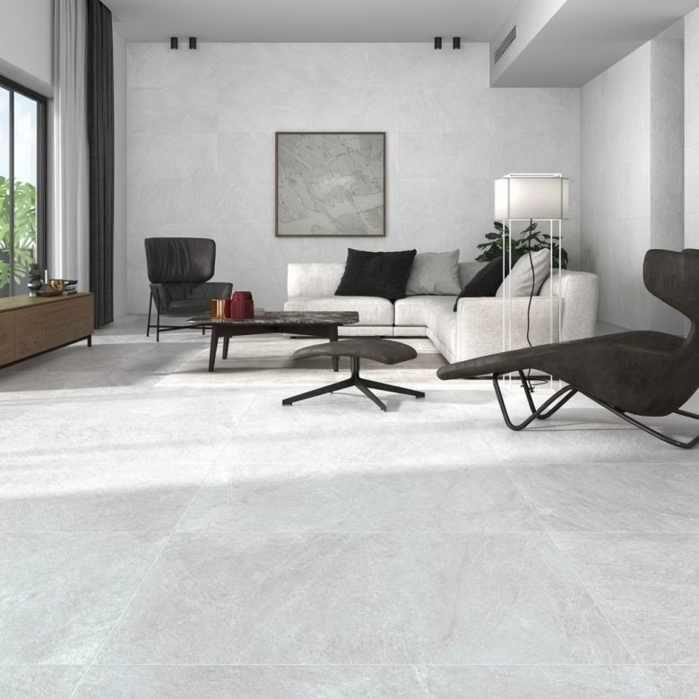 Carrelage sol effet pierre Prodige white 60120 cm