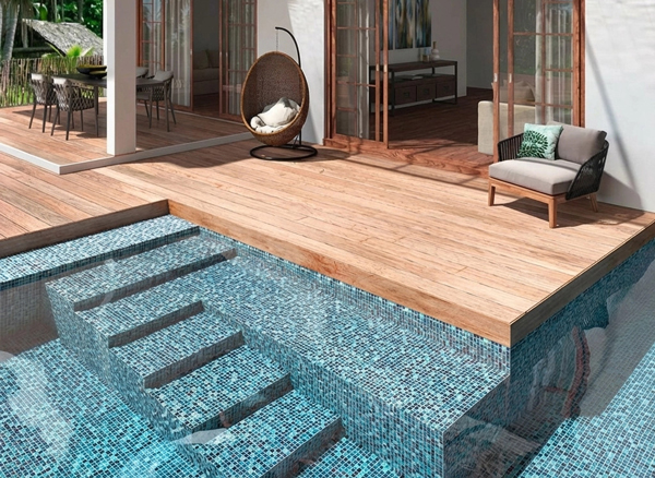 Mosaïque et pâte de verre piscine