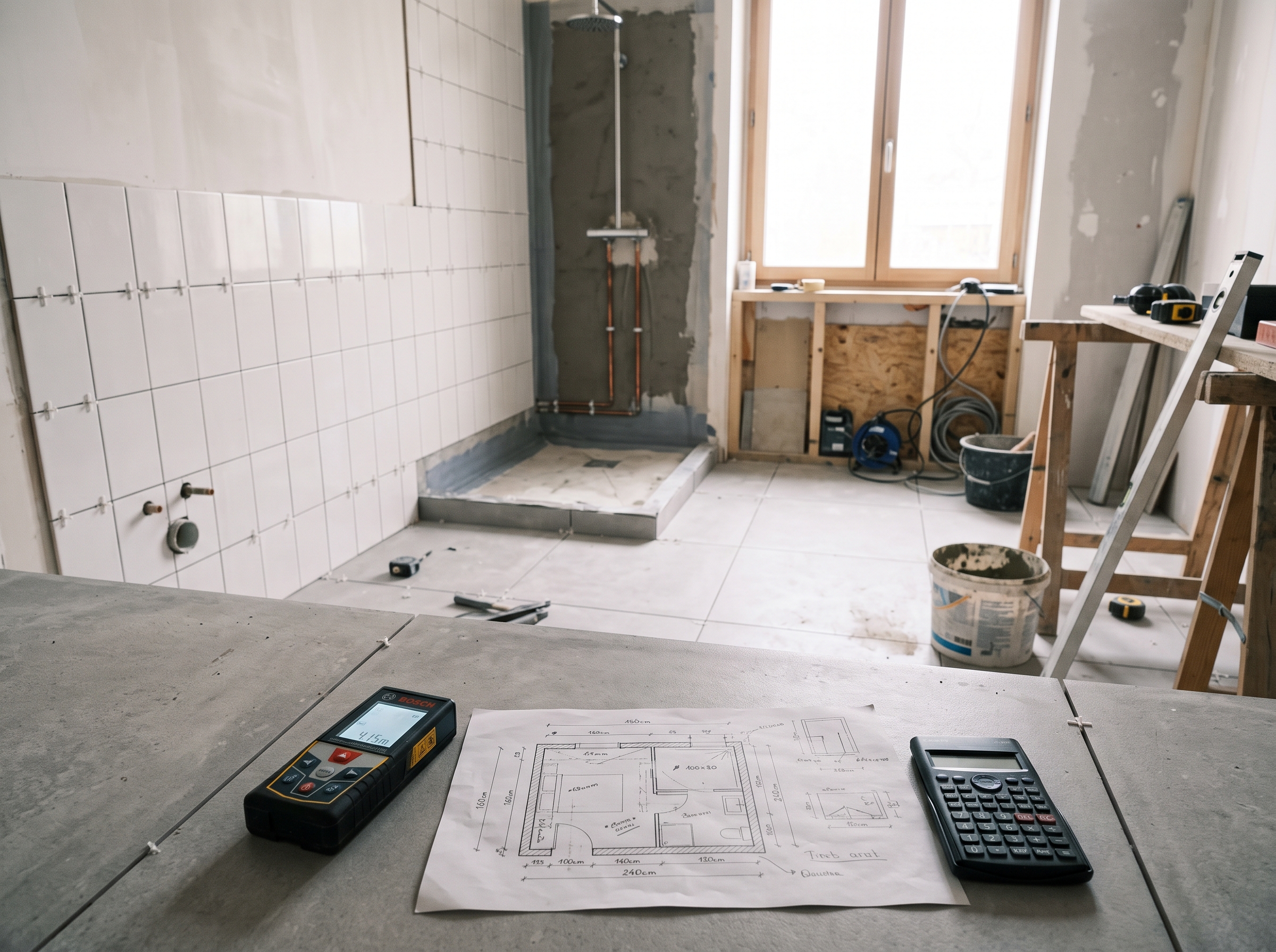 Calculateur carrelage salle de bain surface sol murs faïence quantité m2
