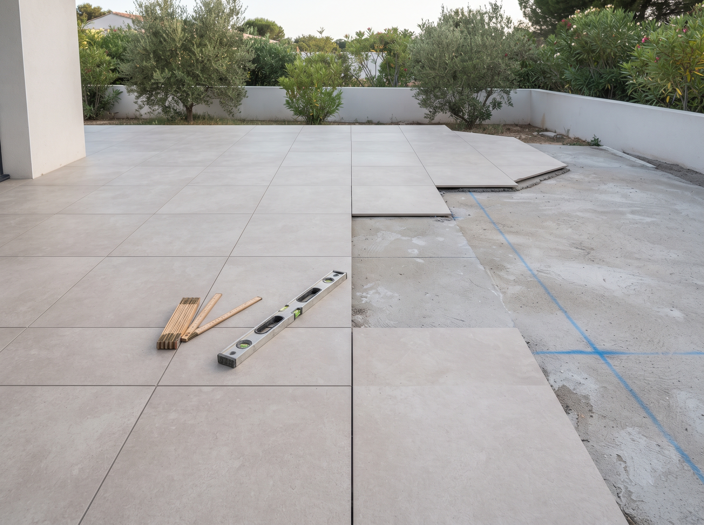 Calculateur surface carrelage extérieur terrasse allée mesure plan quantité m2
