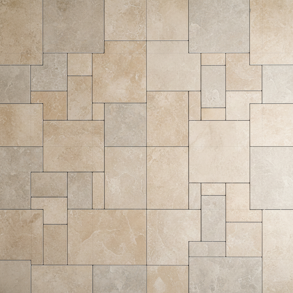 Exemple calepinage opus romain carrelage motifs aléatoires