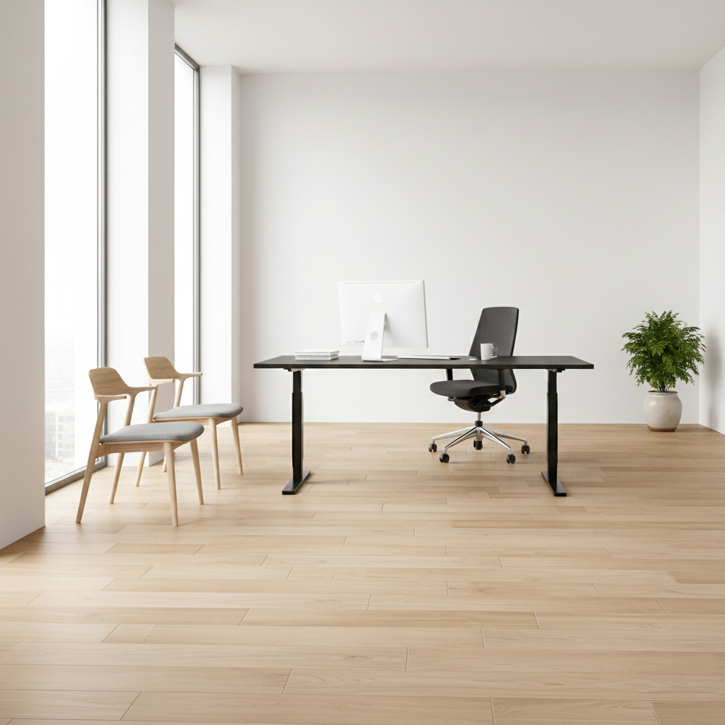 Carrelage bureau professionnel Carrelage grès cérame imitation bois pour bureau d'entreprise avec ambiance chaleureuse