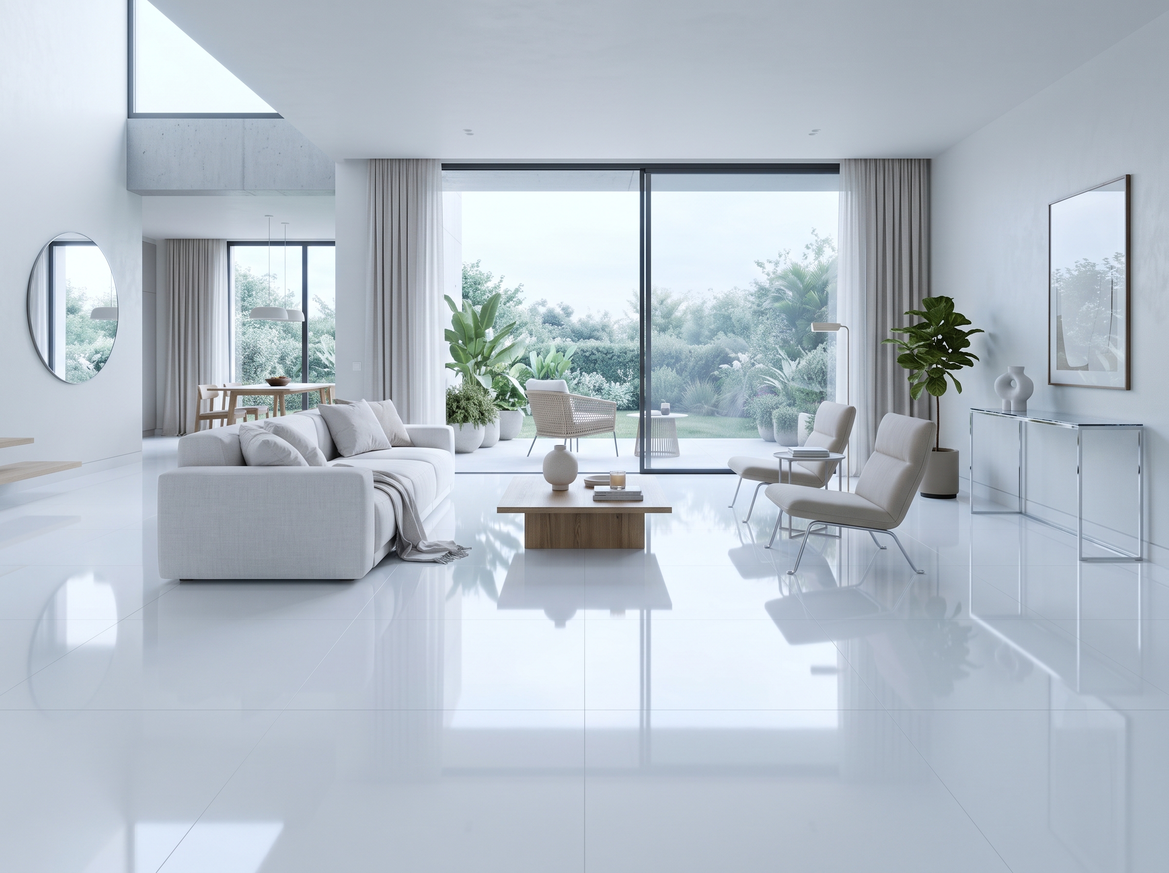 Carrelage clair pour éclairer une pièce Pièce sombre éclaircie carrelage blanc brillant réflexion lumière naturelle