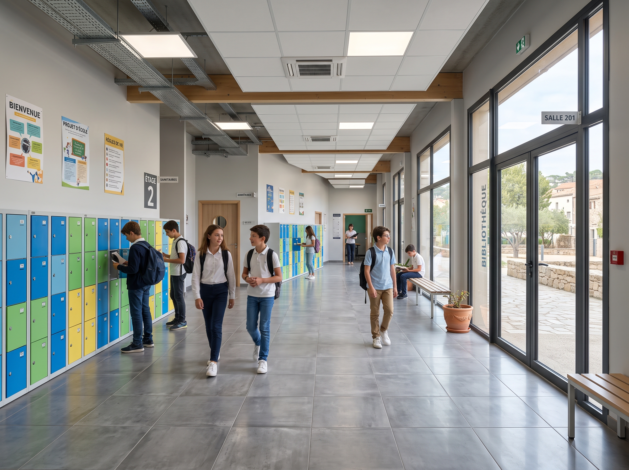 Carrelage pour école et cantine scolaire Carrelage école cantine scolaire couloir sol résistant antidérapant sécurité enfants