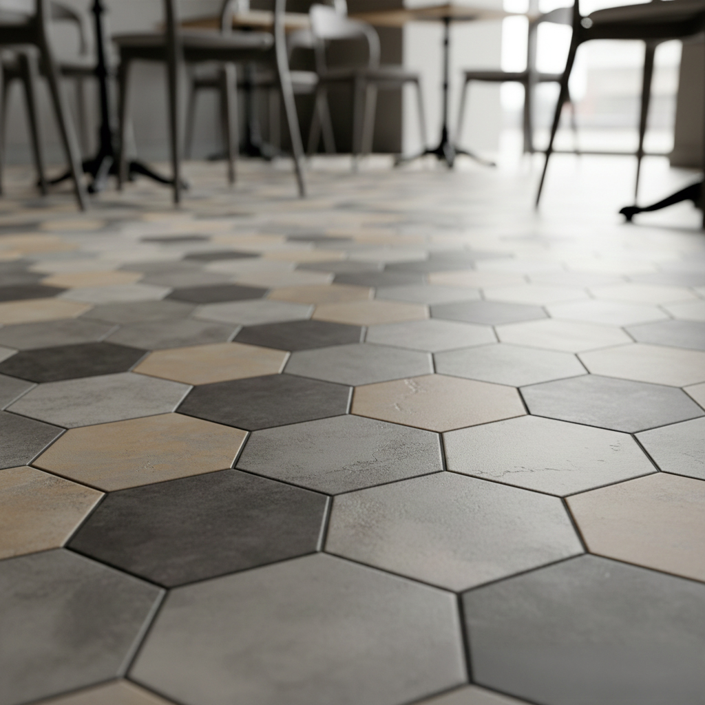 Carrelage effet ciment pour restaurant style industriel