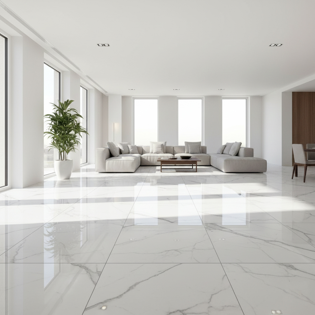 Carrelage effet marbre - Luxe et élégance Intérieur luxueux avec carrelage effet marbre blanc veiné de gris