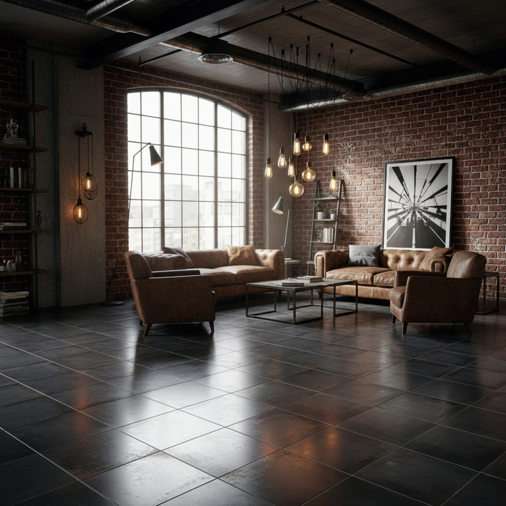 Carrelage effet métal industriel loft américain moderne 2026