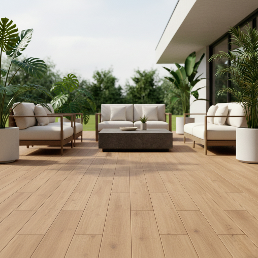 Carrelage effet bois extérieur - Terrasse design Terrasse moderne avec carrelage extérieur effet bois naturel