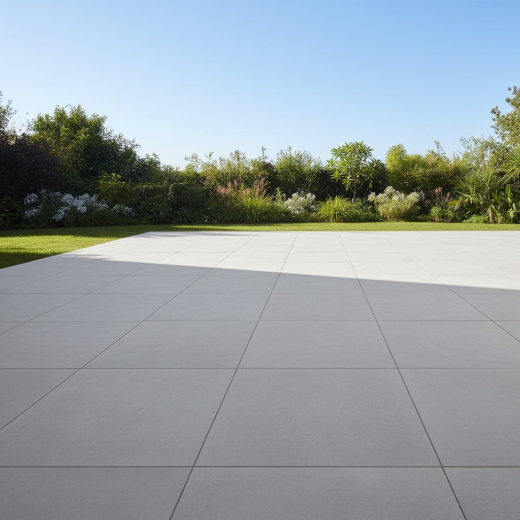 Carrelage extérieur grand format - Effet contemporain Terrasse extérieure avec carrelage grand format 60x60