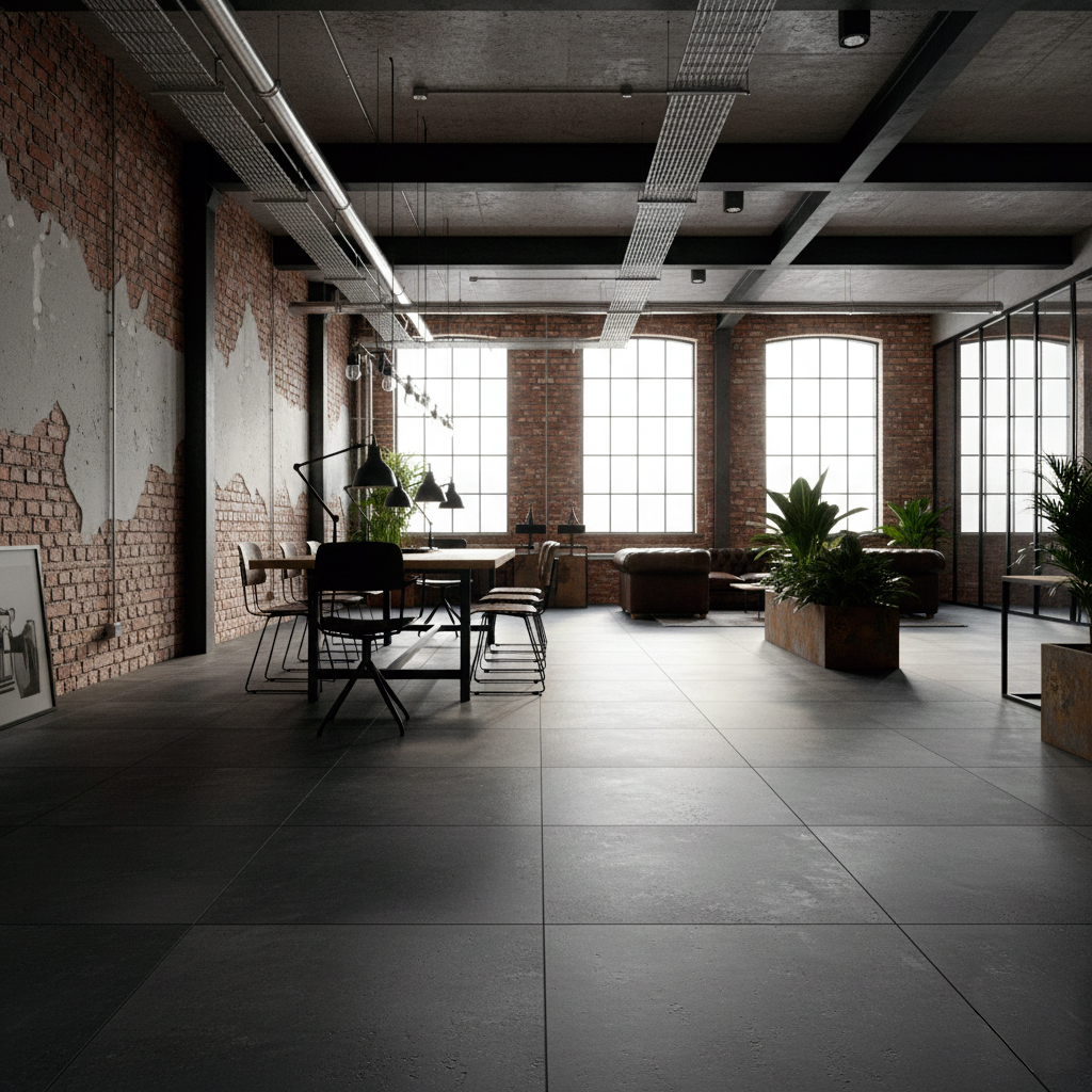 Carrelage local industriel Carrelage grès cérame effet béton pour local industriel style loft authentique