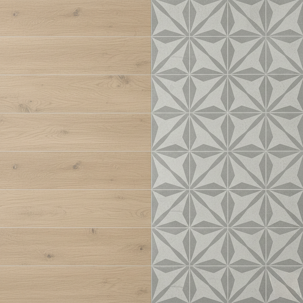 imitation parquet et carreaux ciment