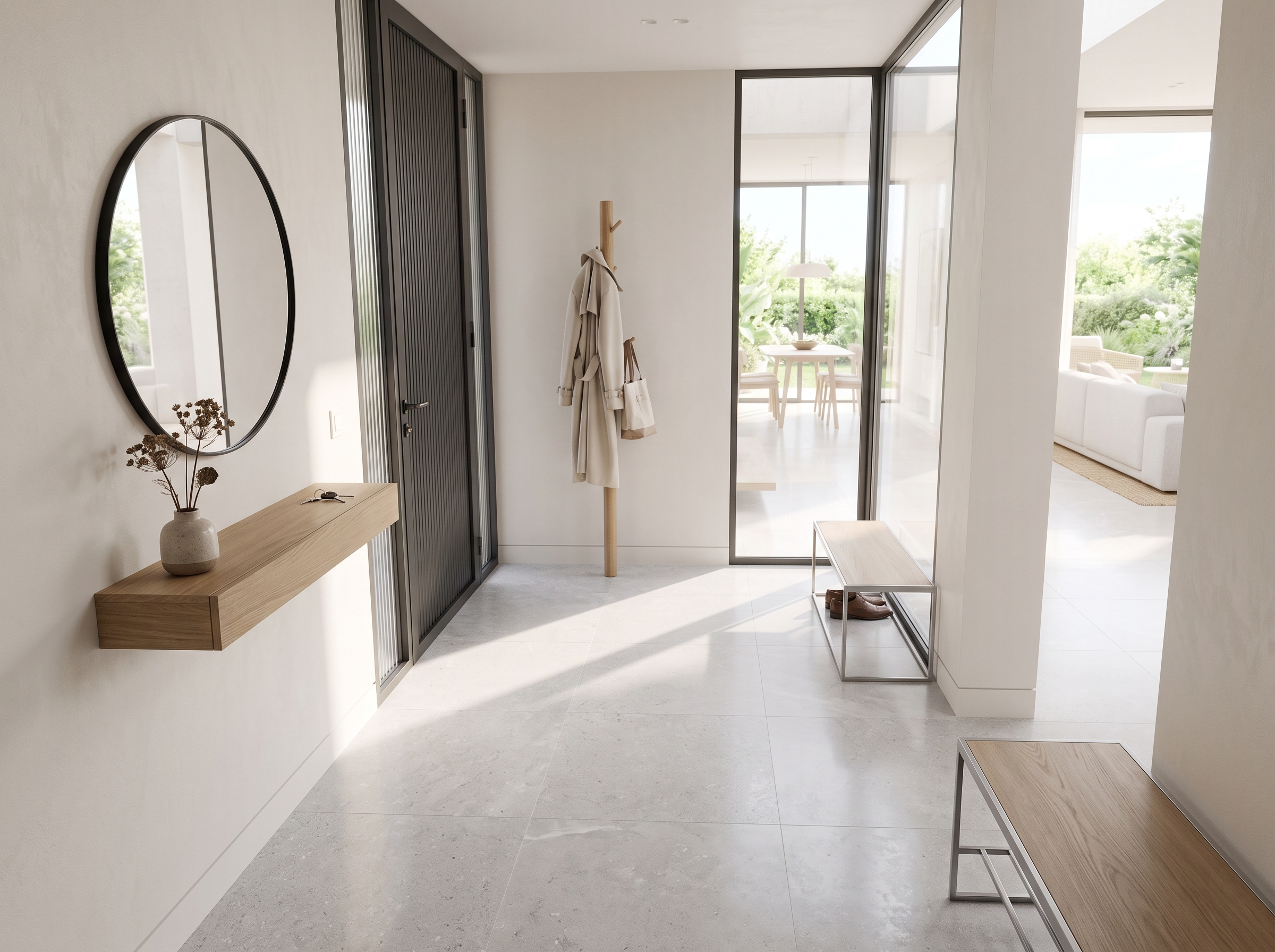 Carrelage adapté petite pièce Petite pièce carrelage clair joints ton sur ton aménagement optimisé petit espace