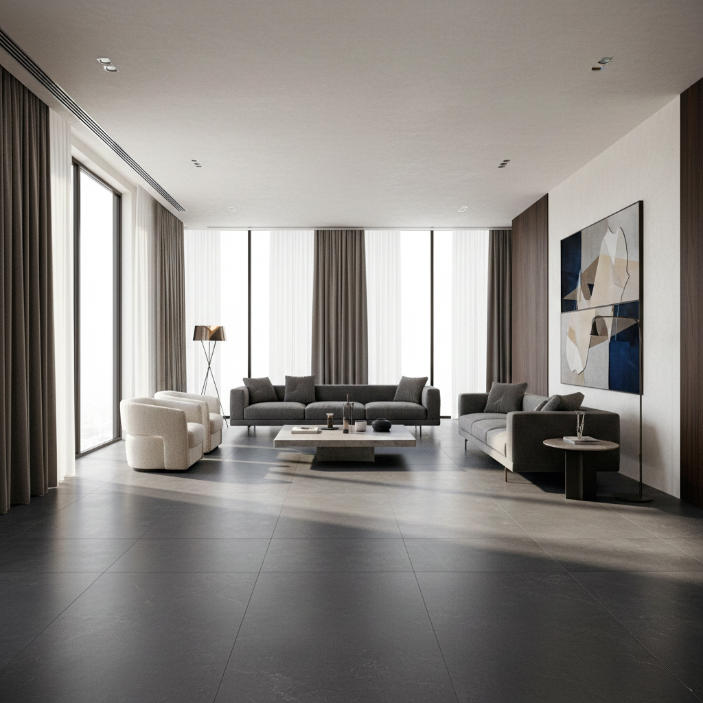 Carrelage en grès cérame ultra-résistant dans un intérieur moderne